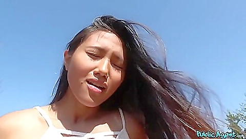 Asian with big ass enjoys her cock in outdoor pov clip