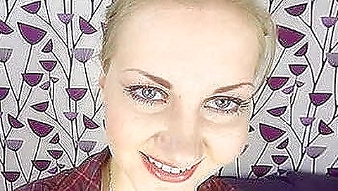 Hot blonde brunette babe in white lingerie watching self in vr