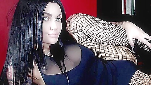 Horny brunette in stockings and stockings in solo video