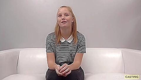 Hot blonde teen in red lingerie gets her pussy fucked