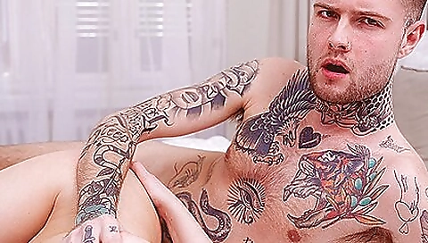 Brunette in sexy lingerie seduces a guy with her body and cum