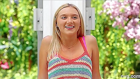 Beautiful blonde babe with a white shirt gets a big black cock