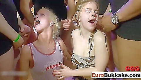 Slutty Euro Babes Suck Hard Cocks And Get Sprayed With