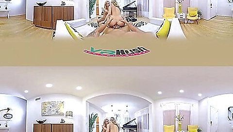 Blonde and black enjoy one another and the pleasure of a vr porn