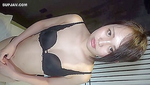 Japanese porn casting with a cute brunette in a sexy bikini