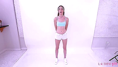 Brunette milf with big tits shows off her natural boobs