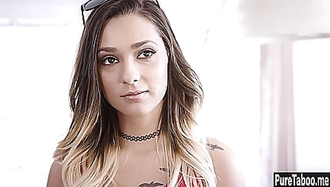 Busty brunette teen enjoys a big dick in her hairy pussy