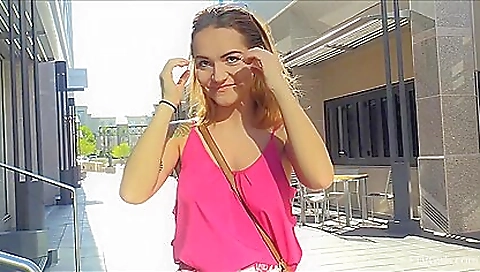 Amateur nubile with big tits and upskirt on camera