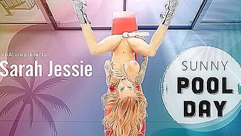 Sarah Jessie In Sunny Pool Day - Redhead Big Tits Riding Toy