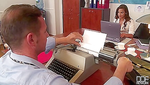 Horny porn agent fucks this slutty babe in the office