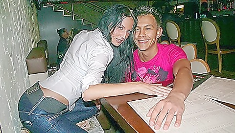 Brunette in high heels gets sex in public restroom