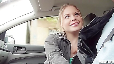 Blonde blonde girl with a sexy face is having fun with her new partner