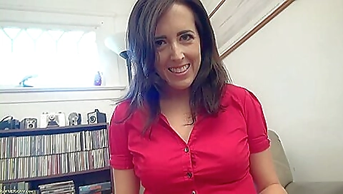 Sexy brunette in stockings enjoys a perfect moment