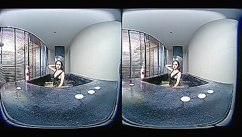 Asian teen shows her natural boobs in a solo shower scene