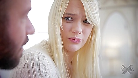 Blonde teen with a nice figure gets creampie and fucked